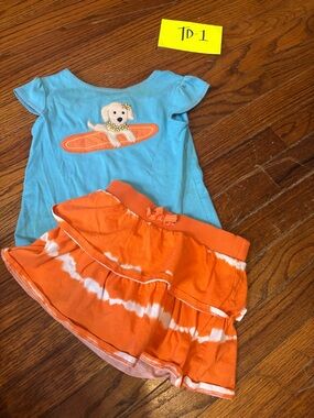 Gymboree Bright Orange Kids Skirt and dog top